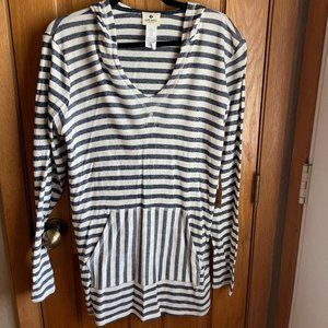 Sperry Women's Blue and White Striped Hooded Tunic Dress NWT